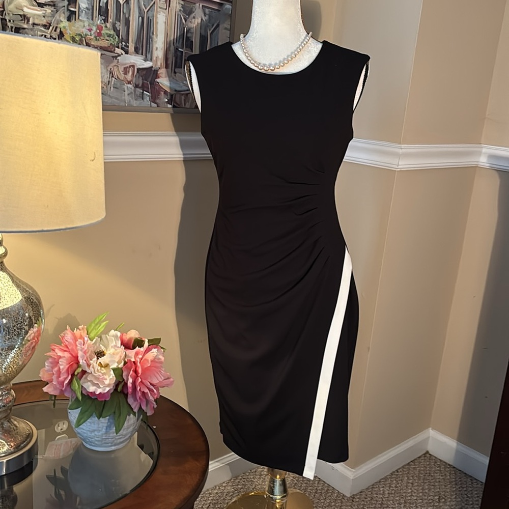 Calvin Klein black & white knee length dress